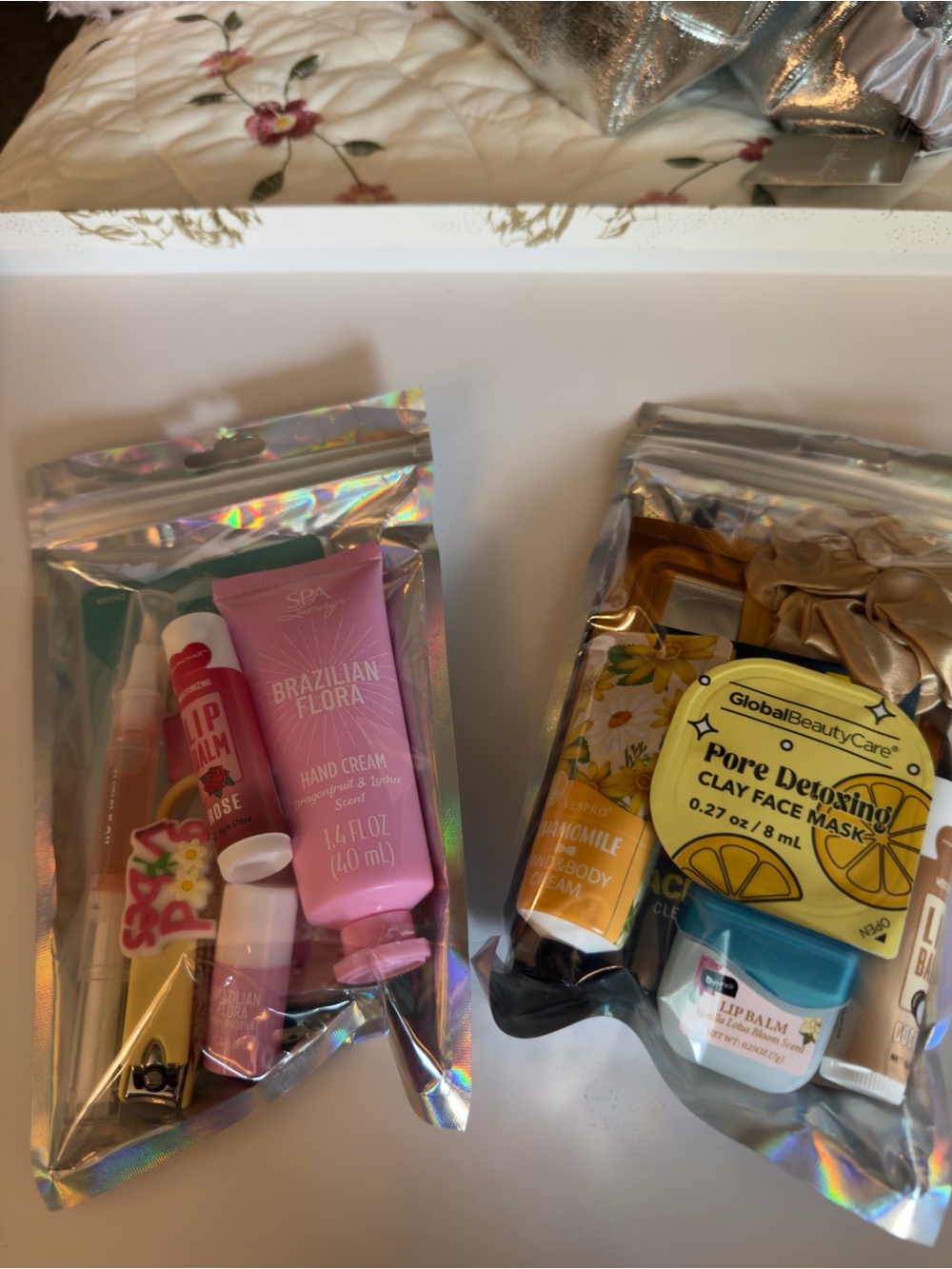 Hand Cream & Lip Balm Gift Set - Pink & Yellow